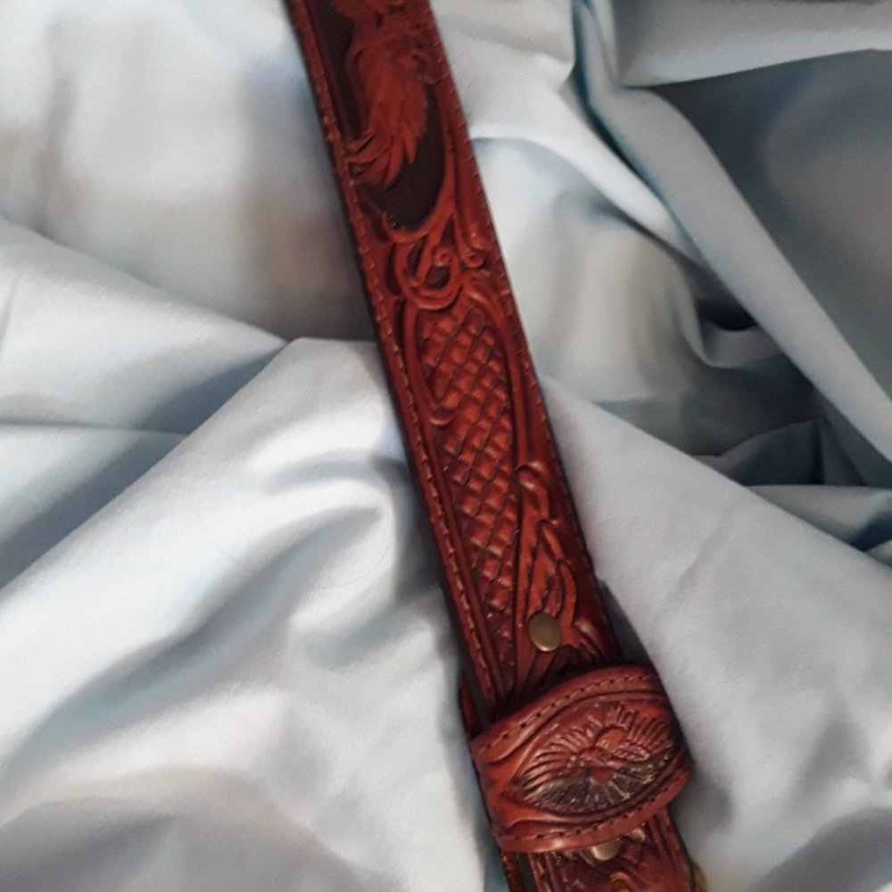 Silver Creek Leather Embossed Brown Belt 30 - Picture 3 of 8